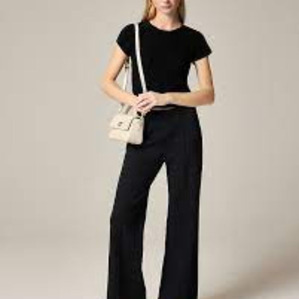 J.Crew Black Wide-Leg Pant in Stretch Ponte
